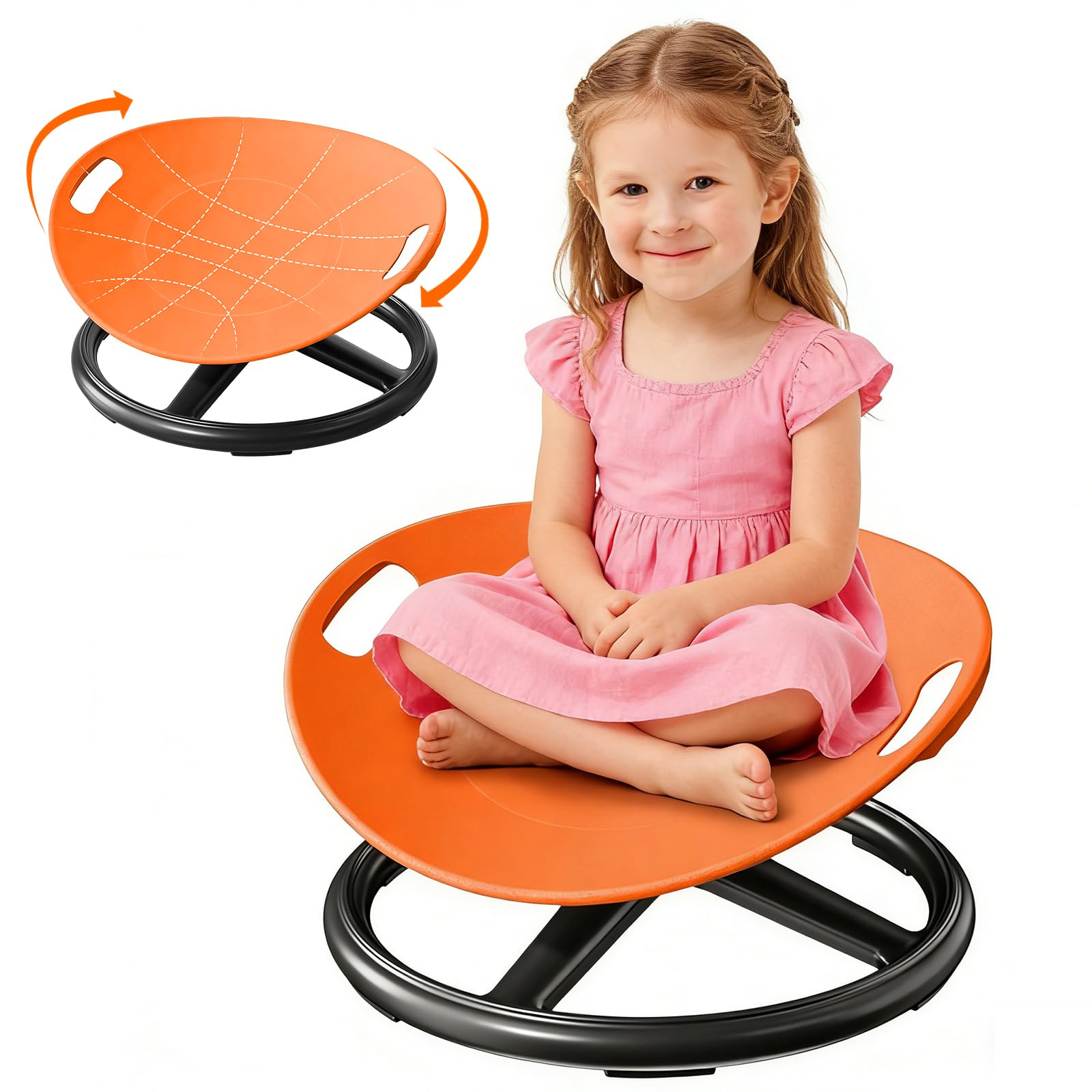 Tatqilo Spinning Chair for Autism, 360° Spinning Chair, Kids Sensory Swivel Chair, Sensory Balance Toy Enhancing Coordination, Autism Sensory Equipment Relieves Motion Sickness Orange
