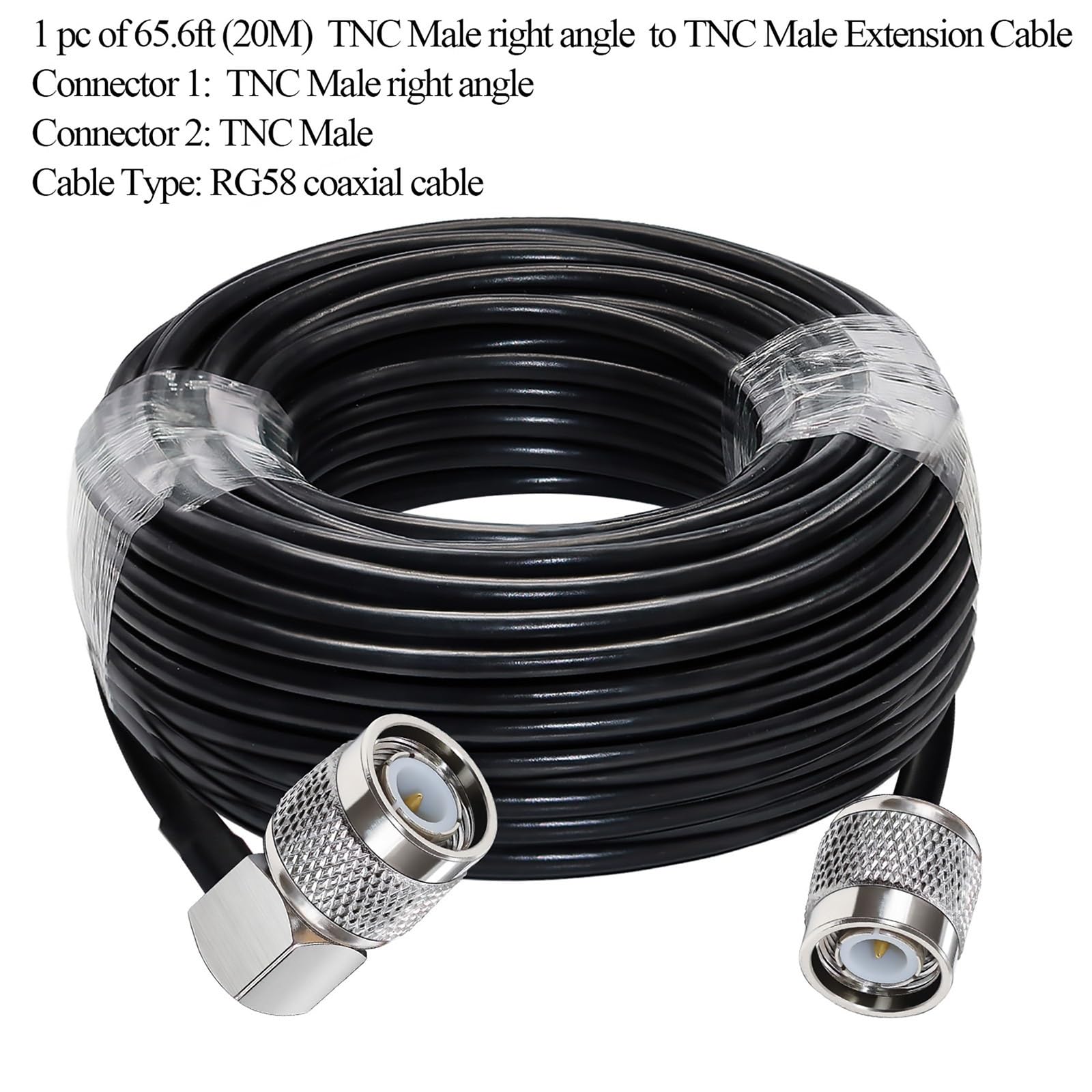LIHUA RG58 kabel koncentryczny wtyczka męska do męskiego kąt prosty W/i/Fi an/te/na przedłużacz kabel o niskiej stratności 10 m (20 m (20 m)