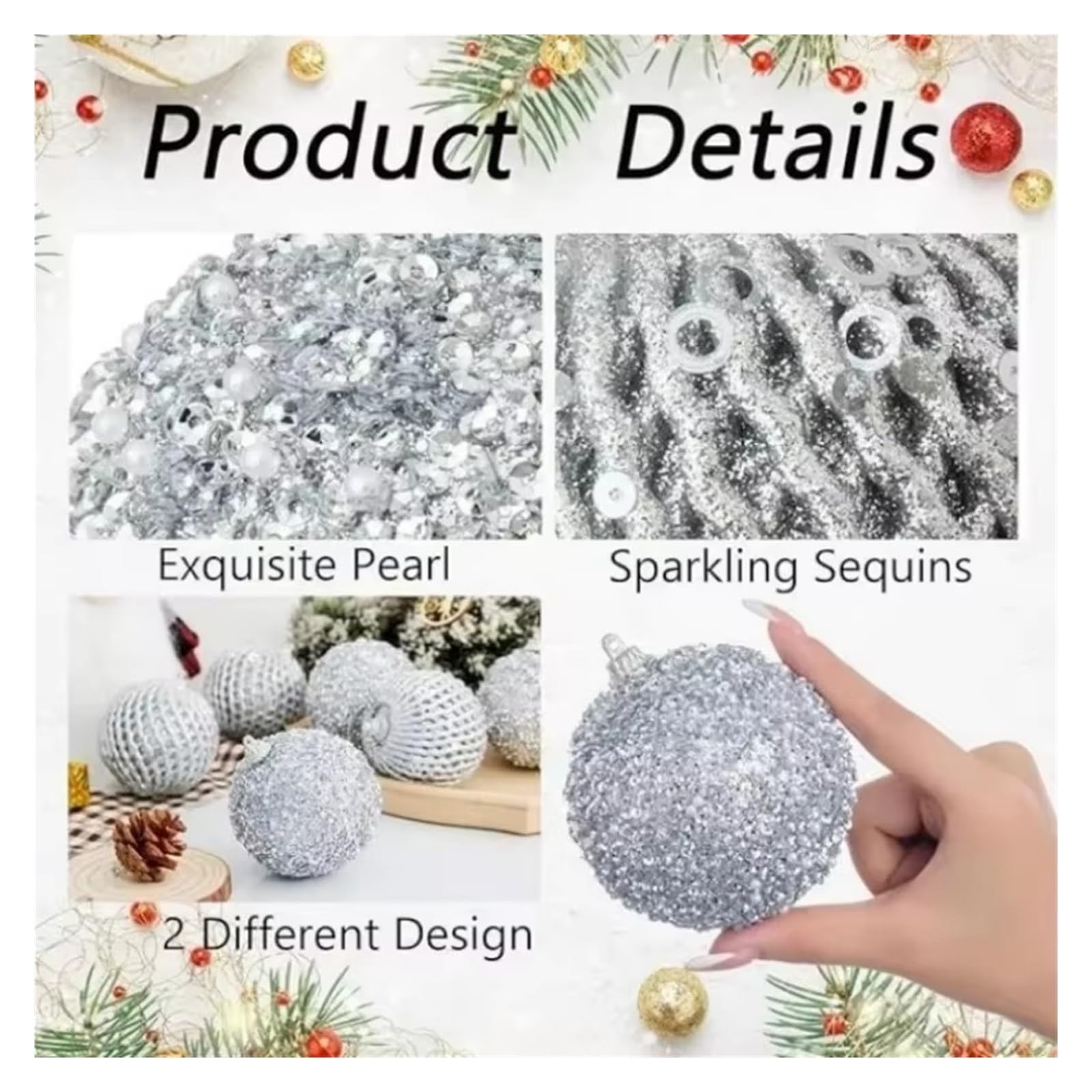 Palline Di Natale Ornamenti for palline di Natale da 10 cm Decorazioni natalizie infrangibili Palline for albero for for feste nozze 8 Sospeso(White,10cm-6pcs)
