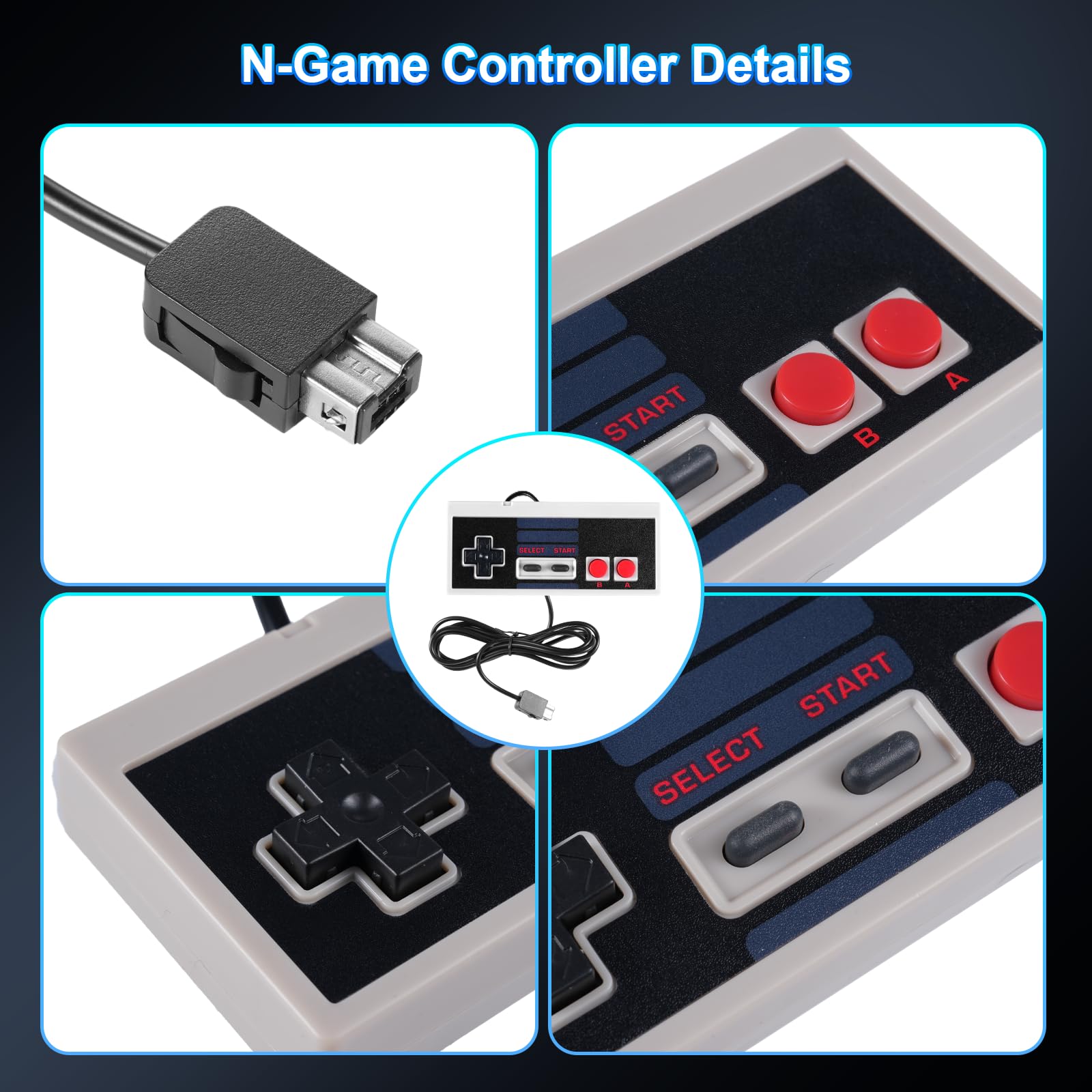 Binghe NES Game Controller, Mini Classic Edition Controller con NES Interfaz y 3M Cable Alargador Compatible con Nintendo NES/PC/M-A-C/Raspberry Pi 3(2 Piezas)
