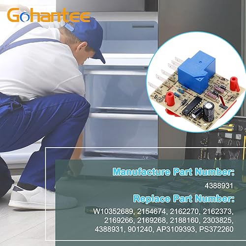 Miniatura 2 de W10352689 - Placa de control principal del refrigerador, placa de control de descongelación adaptativa, reemplaza el reemplazo #4388931 para