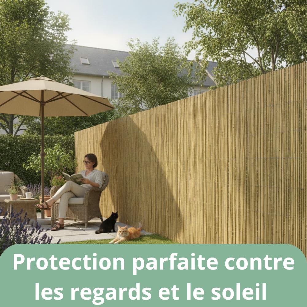 AUBRY GASPARD - Canisse en Petit Bambou - Brise Vue Jardin occultant - Livré en Rouleau avec Sac de Transport - Idéale pour Jardin et Terrasse - Résistant aux intempéries - 150x500 cm