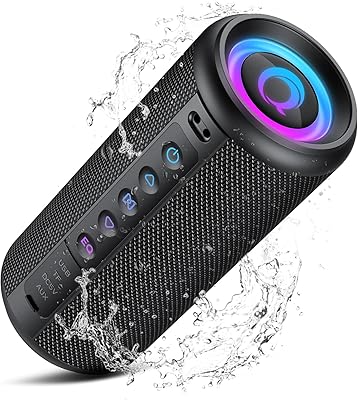 Portable Bluetooth Speaker, 2026 Bluetooth 5.4 Wireless Speaker with 20W HD Loud Stereo Sound, 20H Playtime, LED Lights, IP7, TWS Pairing, Built-in Mic, for Outdoor, Home, Beach, Party, Gift