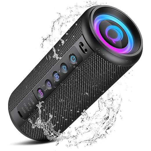 Portable Bluetooth Speaker, 2026 Bluetooth 5.4 Wireless Speaker with 20W HD Loud Stereo Sound, TWS Pairing, 20H playtime, RGB Lights, IP7, Built-in Mic, for Outdoor, Home, Beach, Party, Gift, Black