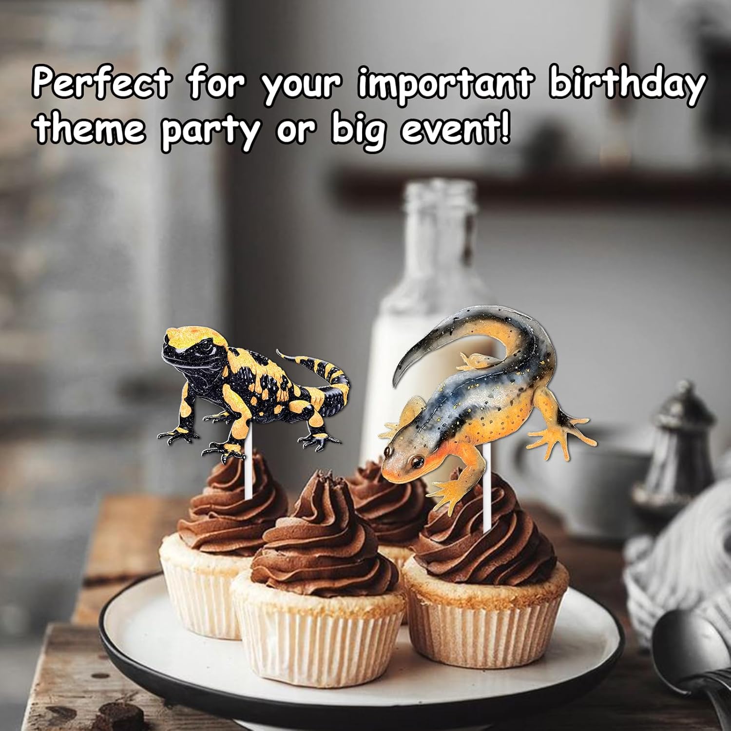 18pcs Glitter Dessert Cupcake Topper Reptile Pet Theme Decor Supplies Men Women Happy Birthday Party Decorations - Image 7