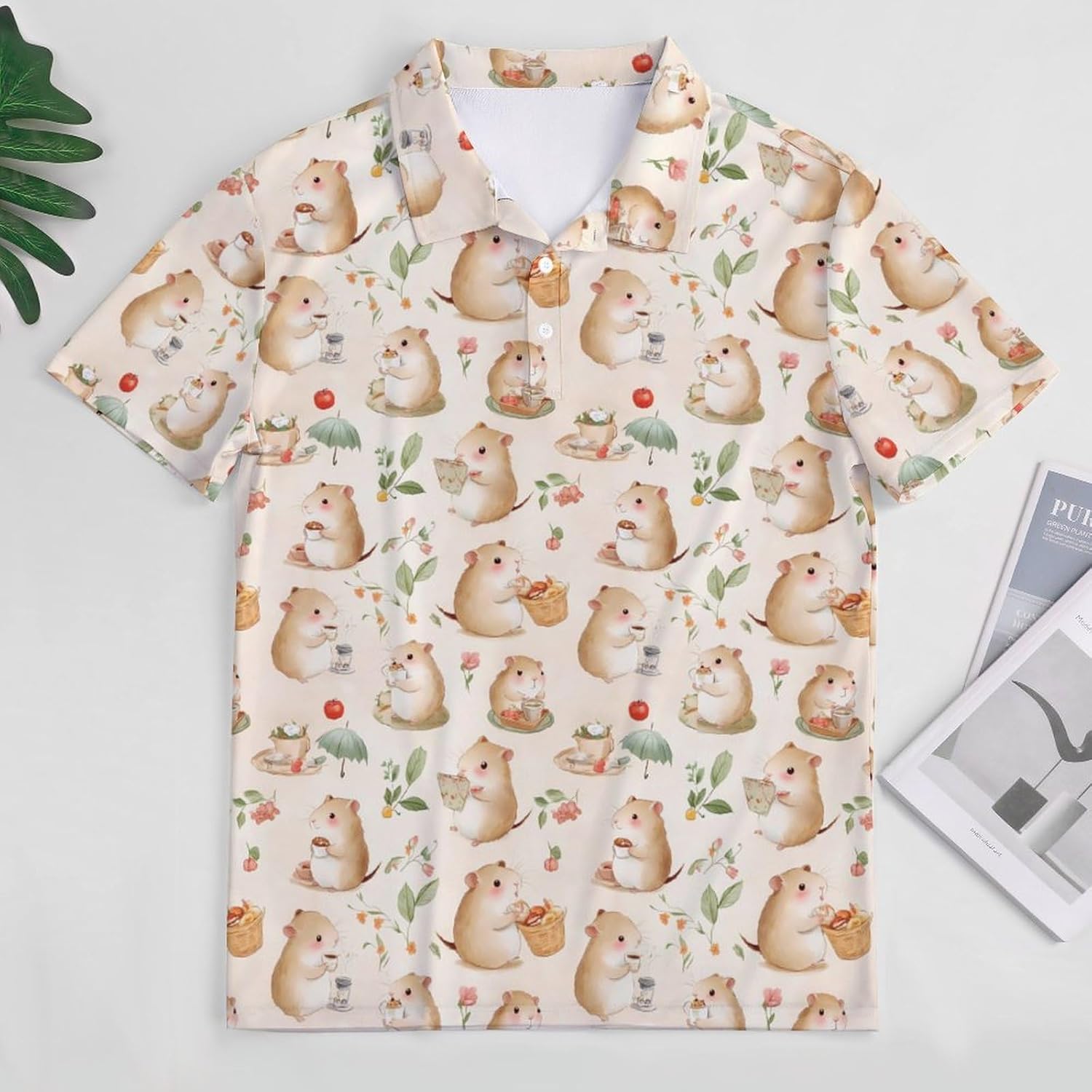 Cute Hamsters Women's Golf Polo Shirts Short Sleeve Quick Dry Tennis Tops Casual Work Blouses