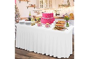 DEFWAY Thick Spandex Table Skirt for Dorm 4ft, Pleated Fitted Tablecloth