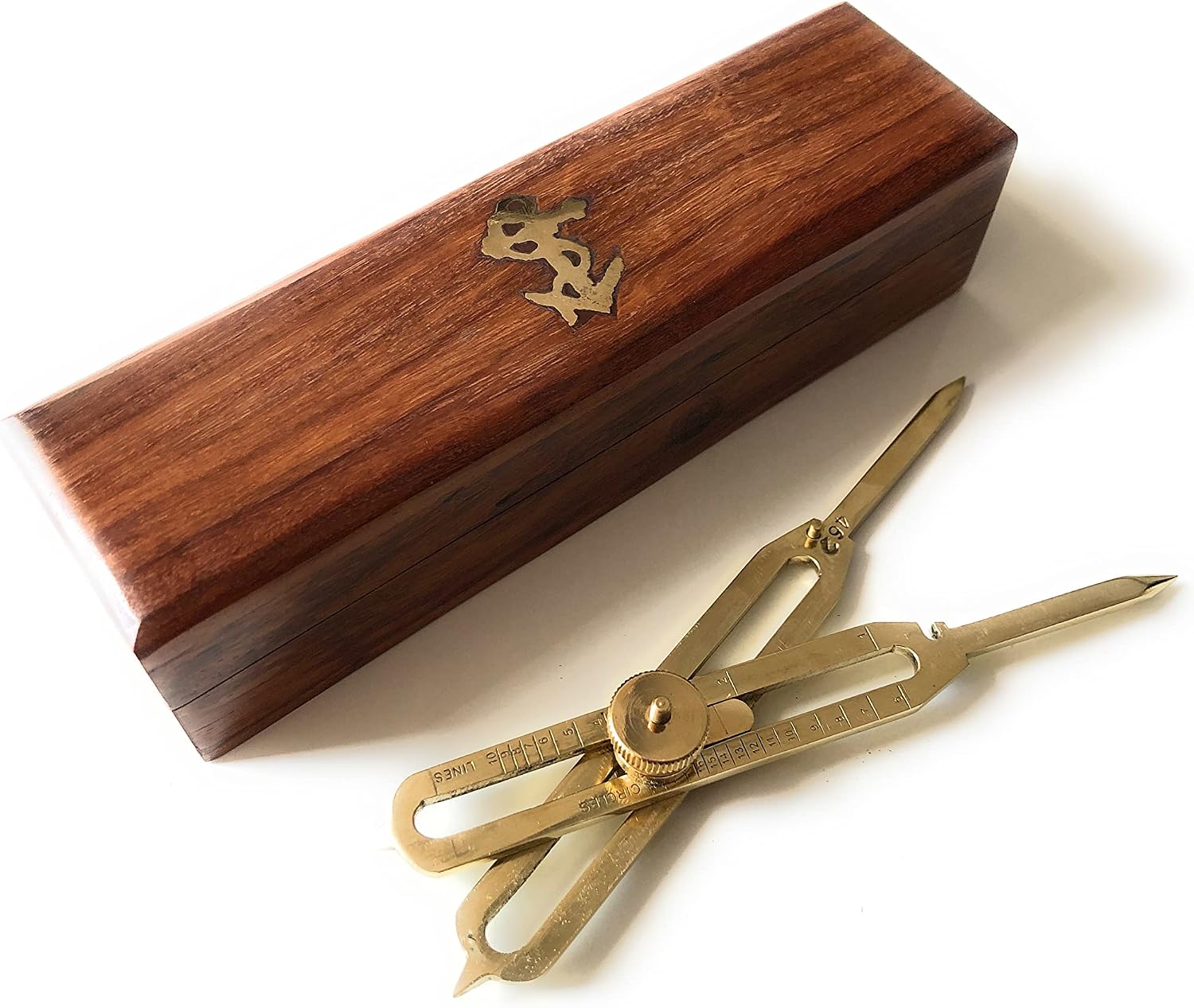 Proportional Divider Marine Navigation Compass with Wooden Box