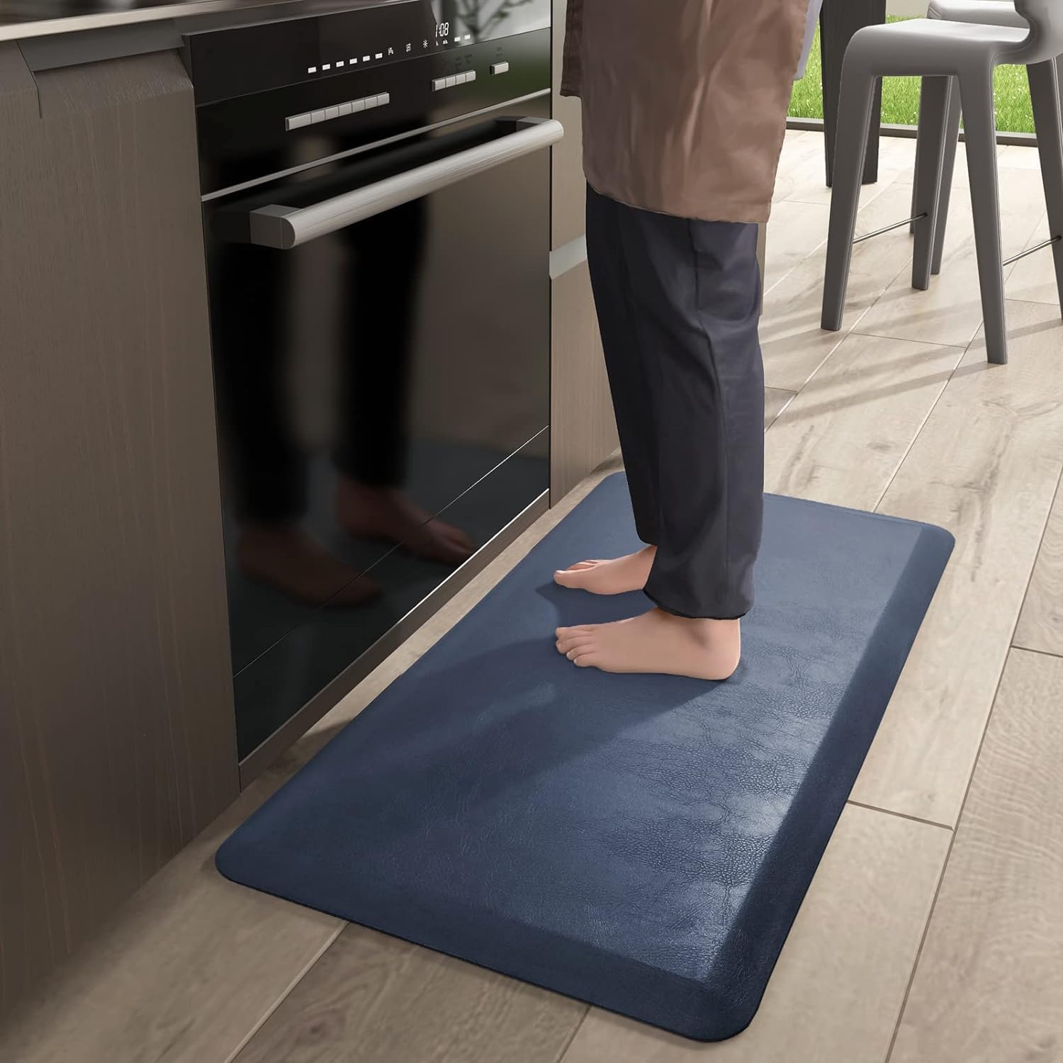Stress Rug Color&Geometry Anti Fatigue Mat 17x24 Dark Blue, 3/4 in Thick Rug Pad ...