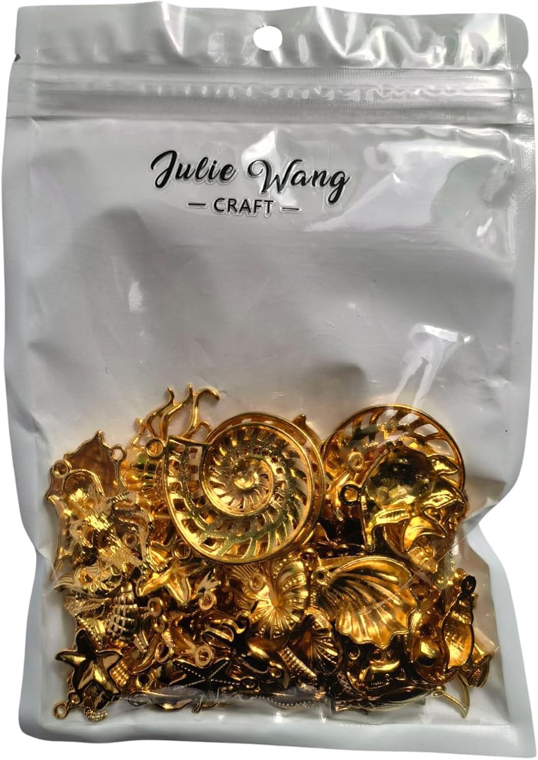 Julie Wang 90PCS Gold Tone Alloy Mermaid Tail Turtle Shell Starfish Charms Ocean Pendants for Necklace Bracelet Summer Beach Jewelry Making Nautical Themed Craft DIY Supplies 30 Styles - Image 9