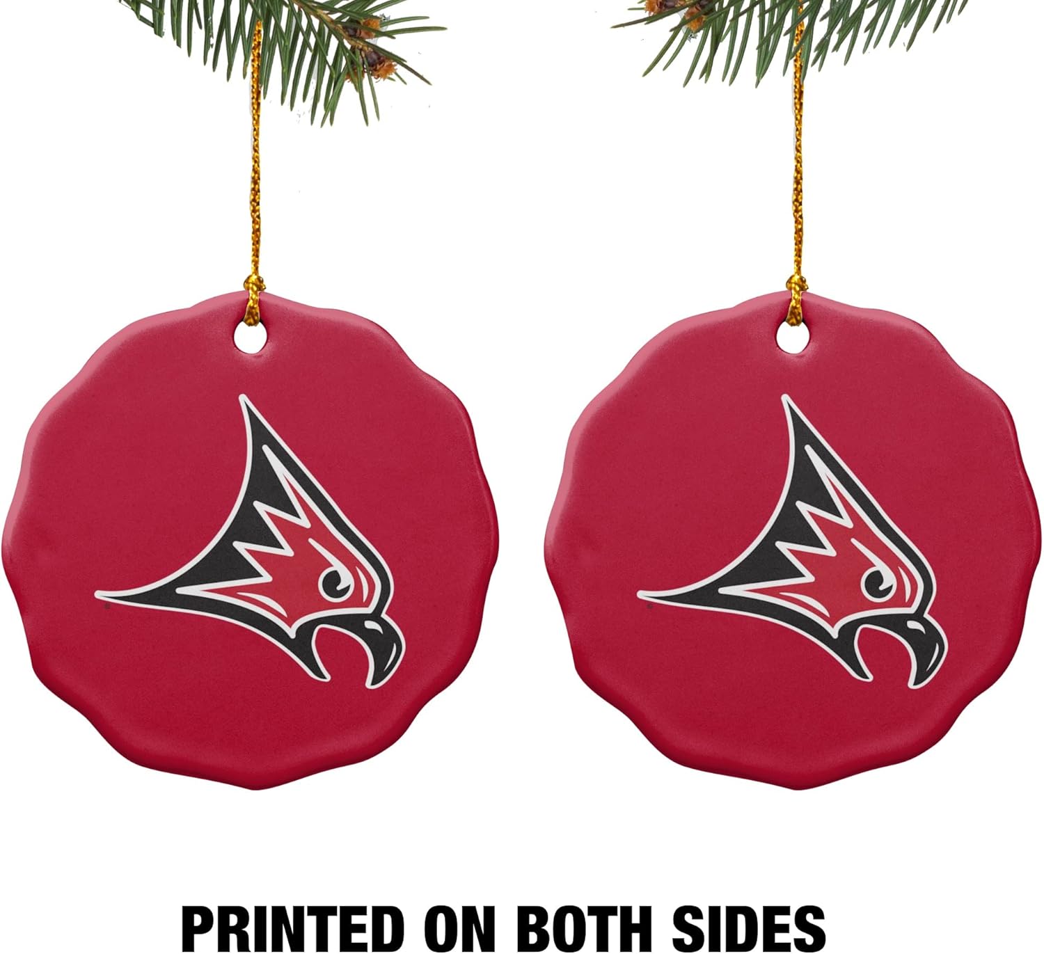 GRAPHICS & MORE University of Wisconsin - River Falls Primary Logo Porcelain Scalloped Holiday Christmas Tree Ornament - 2.8" (7.1 cm) - Image 2