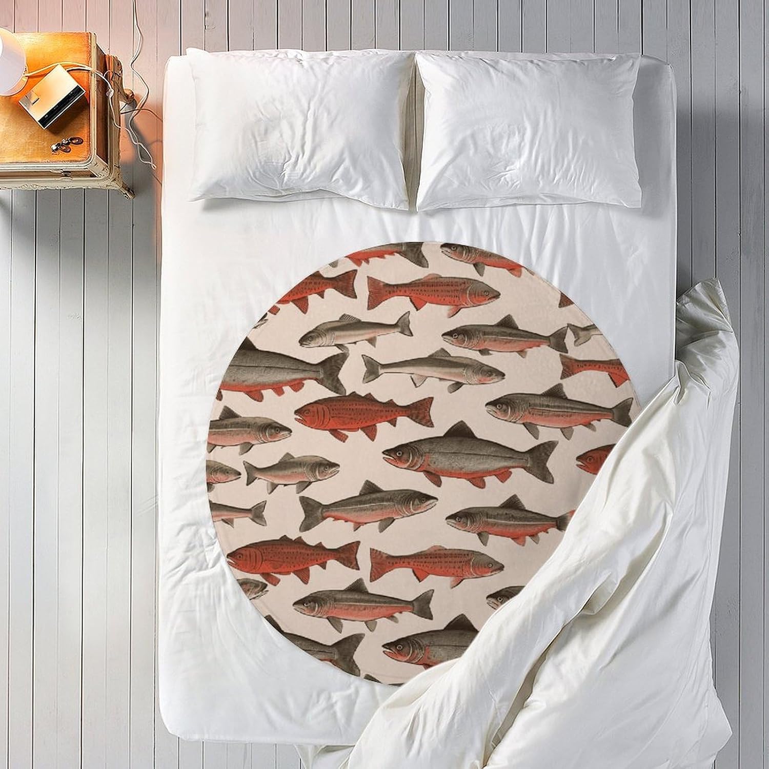 Salmon Blanket-Soft & Warm of Anti-Pilling Beach Towel,Softnes Lightweight Throw Circular Blankets for Couch All Season Bedroom Home Decor Gifts(Women Men)