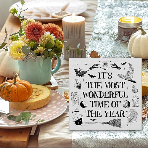 Miniatura 3 de Decoración retro de Halloween, cartel de caja de madera de la temporada espeluznante, regalos de bruja para mujeres, hombres y amigos, es la época