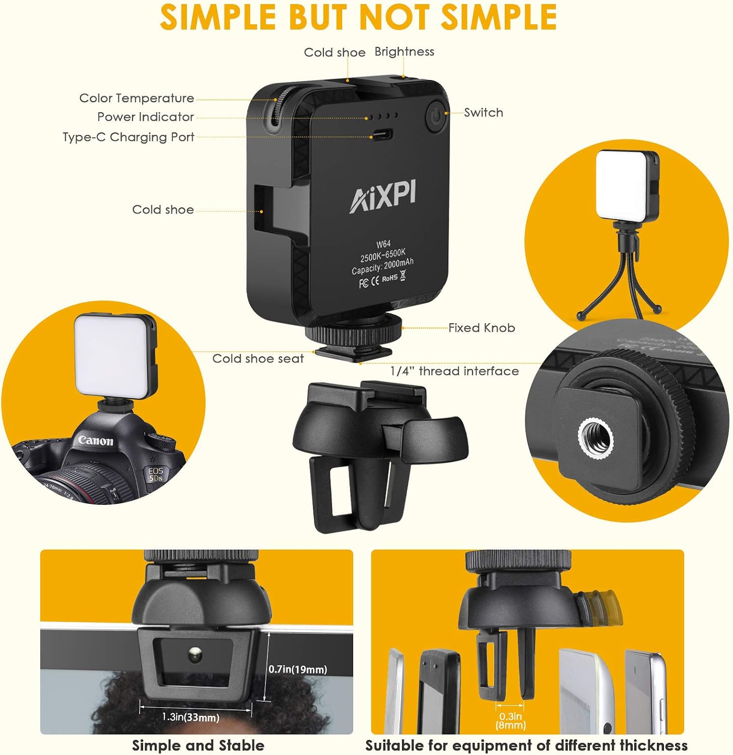 Video Conference Lighting Kit, Laptop Light, Webcam Lighting with Clip, Zoom Light for Laptop Computer, Zoom Meeting, Remote Working, Streaming and Self Broadcasting, Vlogging(Dimmable & Rechargeable)