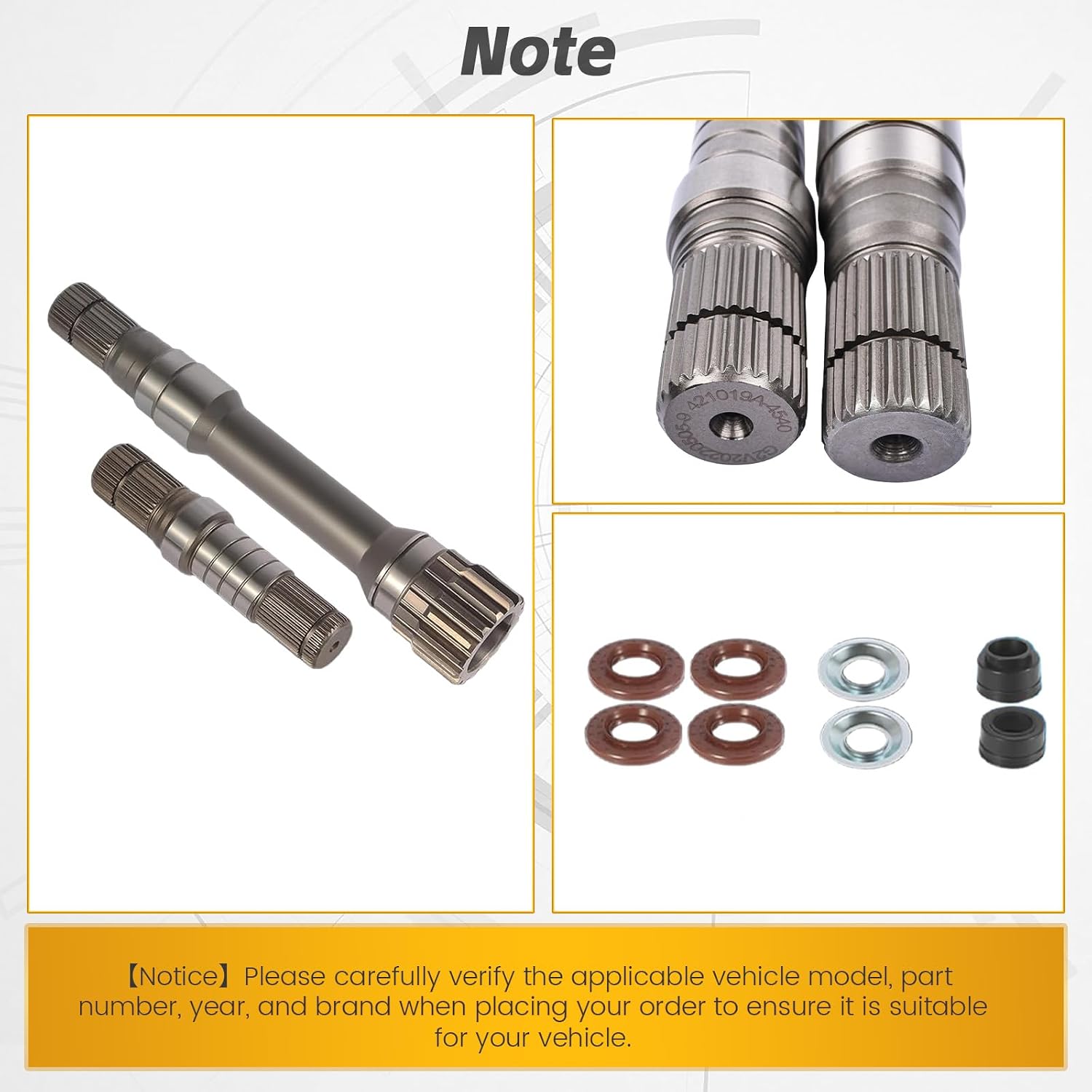 Front Differential Intermediate Axle Shaft Kit for Dodge Ram 1500 2012-2021 Inner CV Shaft Assembly Replace 68146594AB 68257420AF 722N695BKA