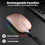 LED Souris sans fil, Souris double mode amovible (BT & 2.4G), portatif USB Mice optique sans fil avec USB Récepteur pour ordinateur portable, PC, Ordinateur, iPad, Comprimés MacBook (Rose)
