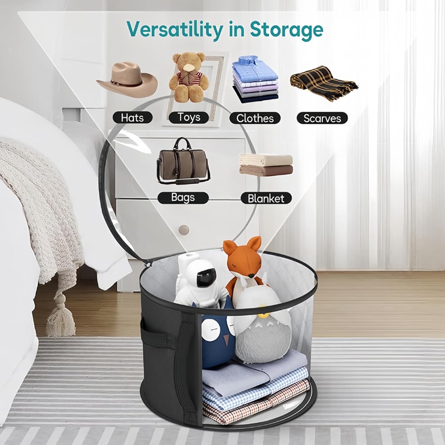 Hat Boxes for Women Storage, Oversized Clear Hat Box with Zipper, Caps Organizer with Portable Handle for Women Men Travel Black, Decoraciones al aire libre