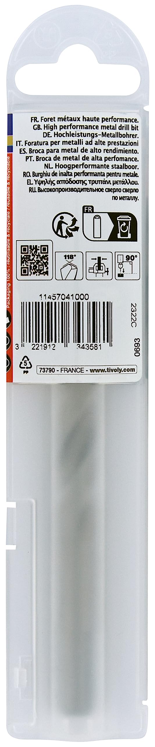 Tivoly 11457041000 - Punta in metallo TSP Ø: 10 / L: 133 / HSS tagliato macinato -DIN338 -h8 -affilatura Smart Point