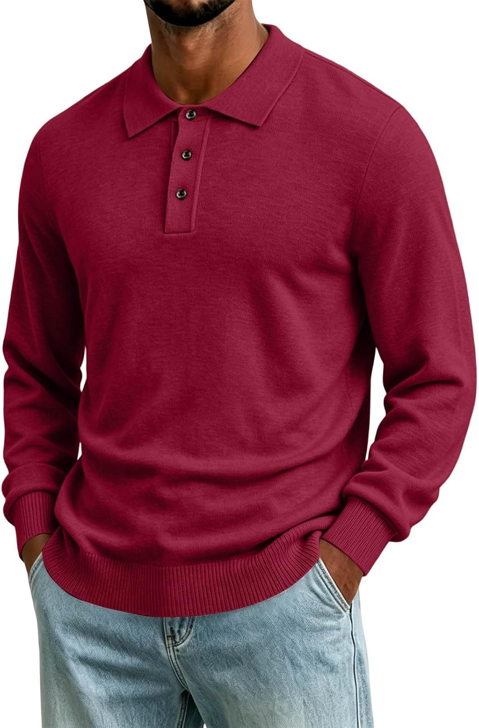 Mens Knit Sweater Long Sleeve Pullover Casual Business Golf Shirt