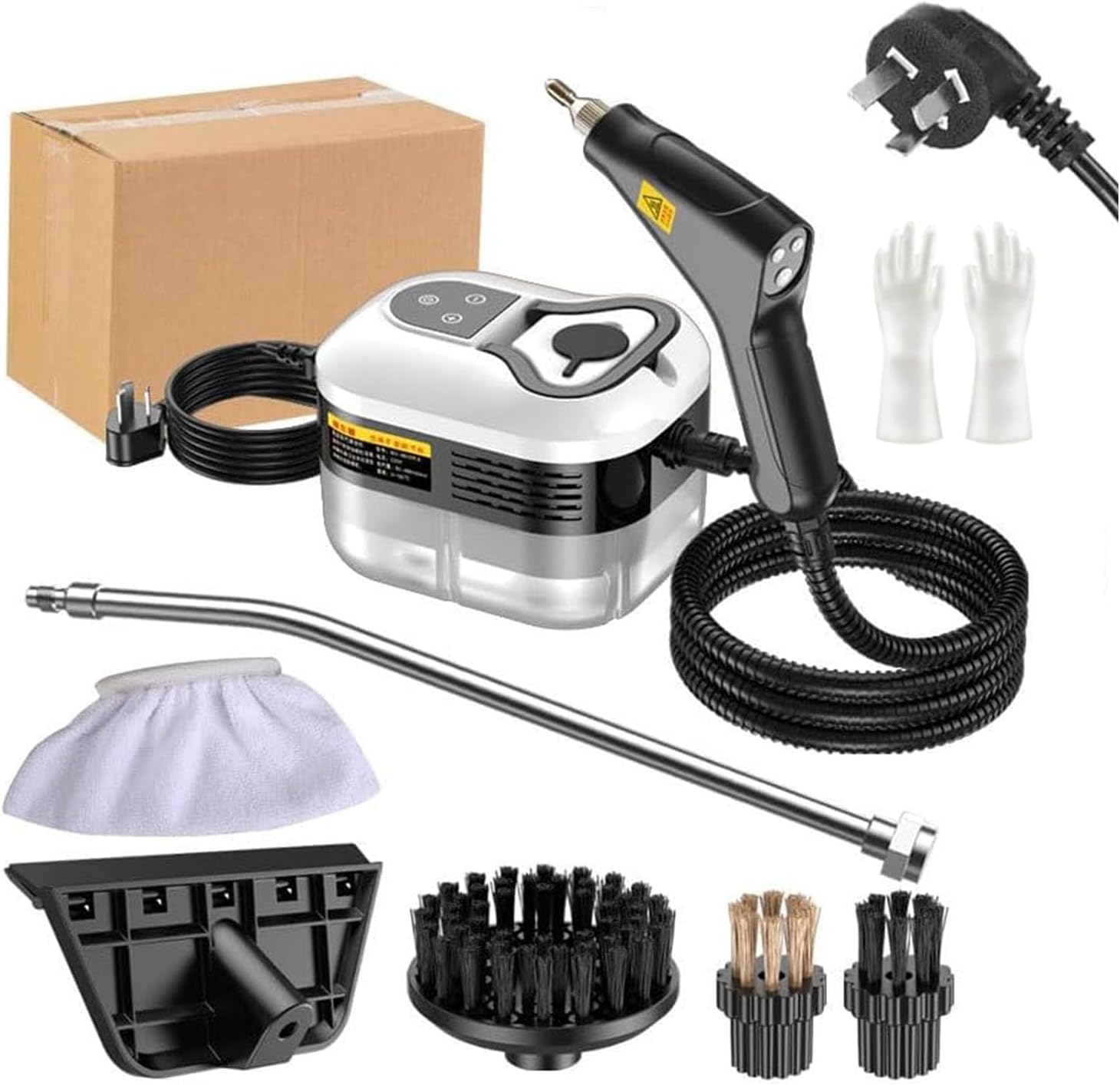 Handheld Pressurized Steam Cleaner with 6 pcs Accessories, Portable Steamer for Cleaning, Steam Cleaner for Home Use, Steamer for Cleaning Car, Furniture, Floor (White, AU Plug)