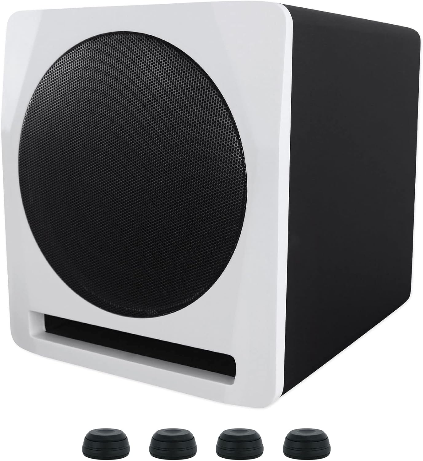 Rockville APM10W 10" 400 Watt Powered/Active Studio Subwoofer Pro Reference Sub Bundle ISOPAD Aluminum/Silicone Isolation Pad Feet 4 Speakers/Studio Monitors(2 Items)
