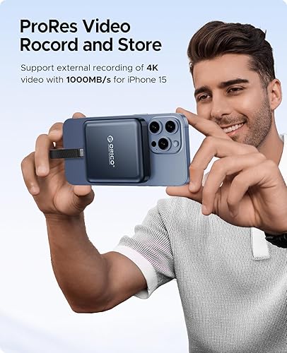 Miniatura 5 de ORICO SSD externo magnético de 1 TB, grabación y almacenamiento HDR 4K ProRes, USB 3.1 Gen2 (1000 MBs), USB 3.2 Gen2 x 2 (2000 MBs), unidad de