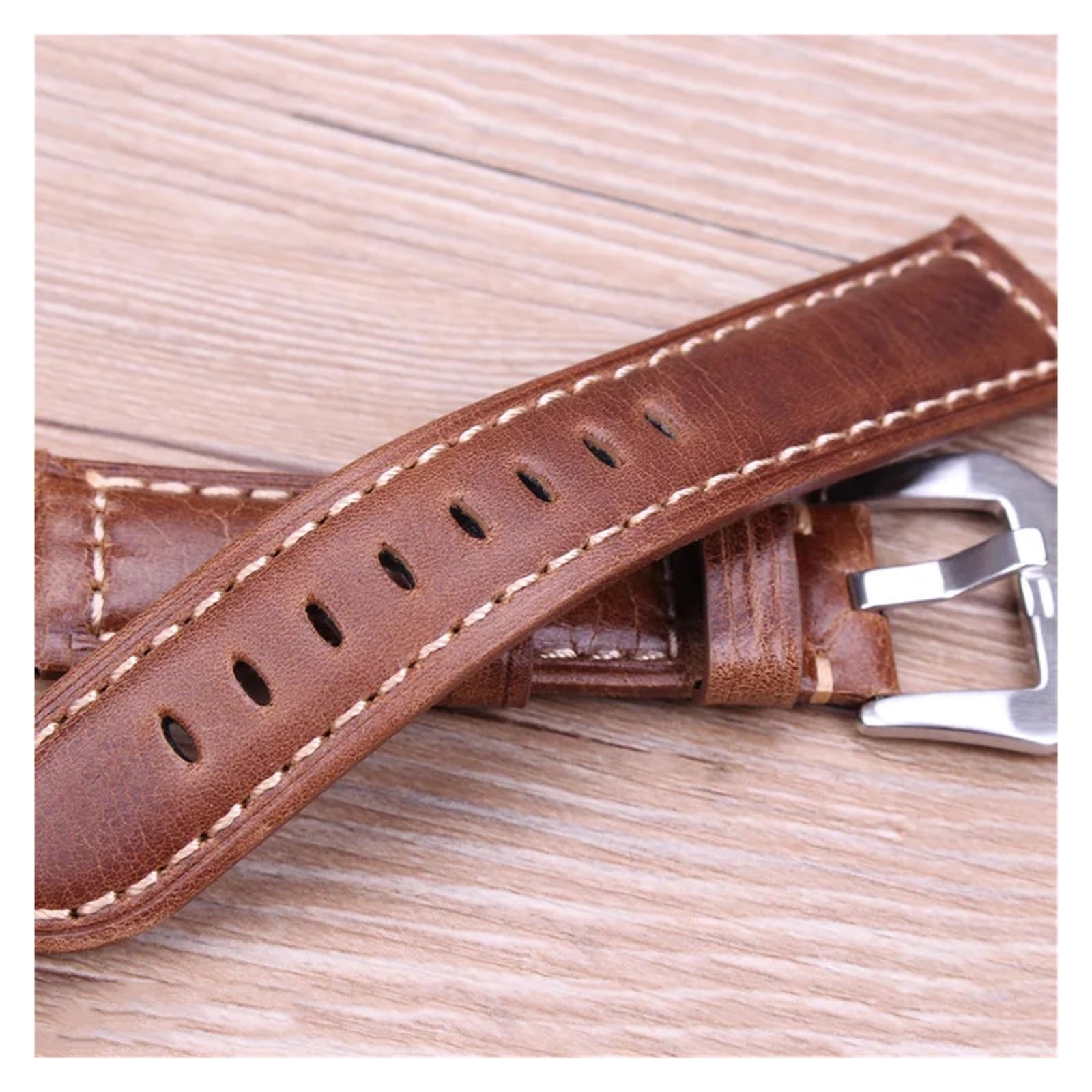 Genérico NASUNJIA Correas De Reloj Retro De Cuero Genuino Marrón For Hombre, 20 Mm, 22 Mm Y 24 Mm, Correa De Reloj Suave Con Hebilla De Metal.