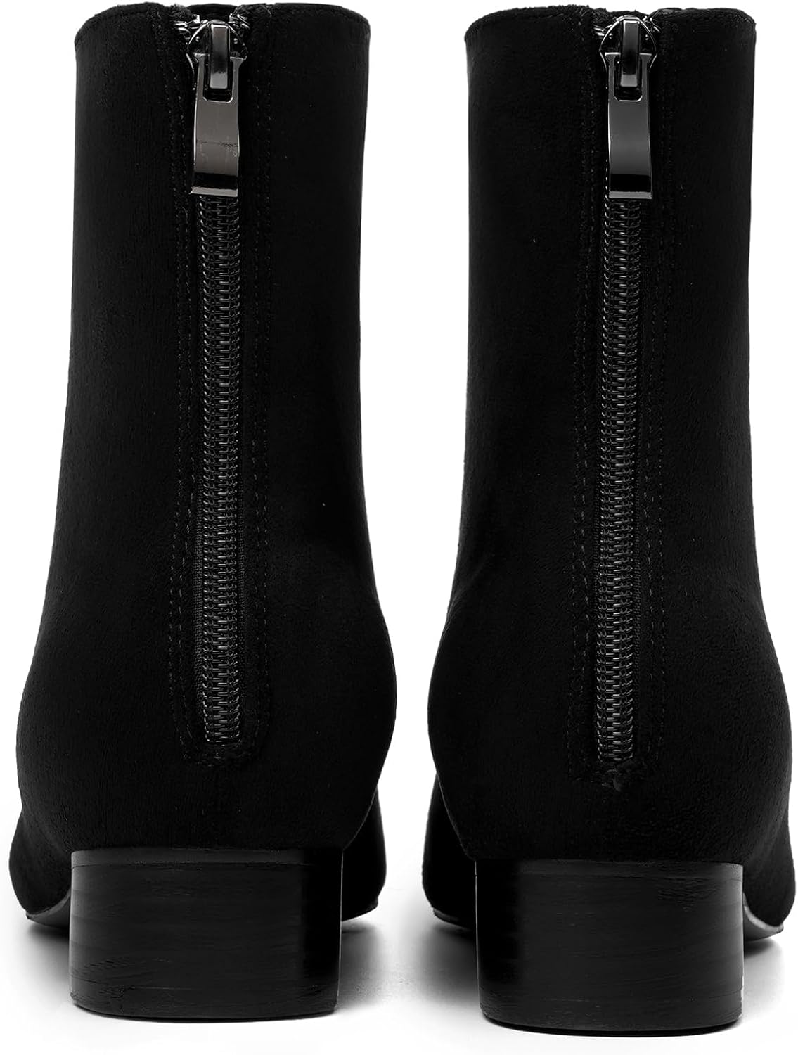 Beauty Cry Black Women's Ankle Boots Flat Low No Heel Booties Suede Square Toe Fall Winter Fashion Comfortable Side Zipper Dressy Casual Block Chunky Heel Short Boots - Image 8