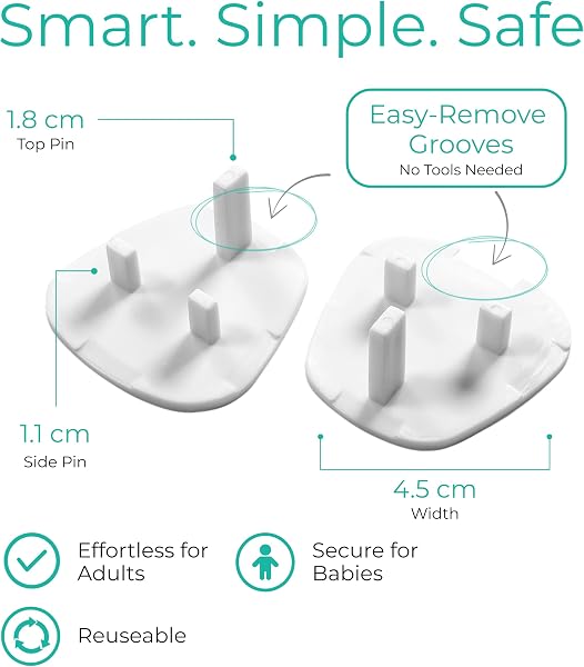 Plug Socket Covers UK – [ 10 PACK ] Baby Proofing Plug Covers For Sockets UK | Baby Proof & Reusable Socket Protectors | BPA-Free & Durable (White) - 4