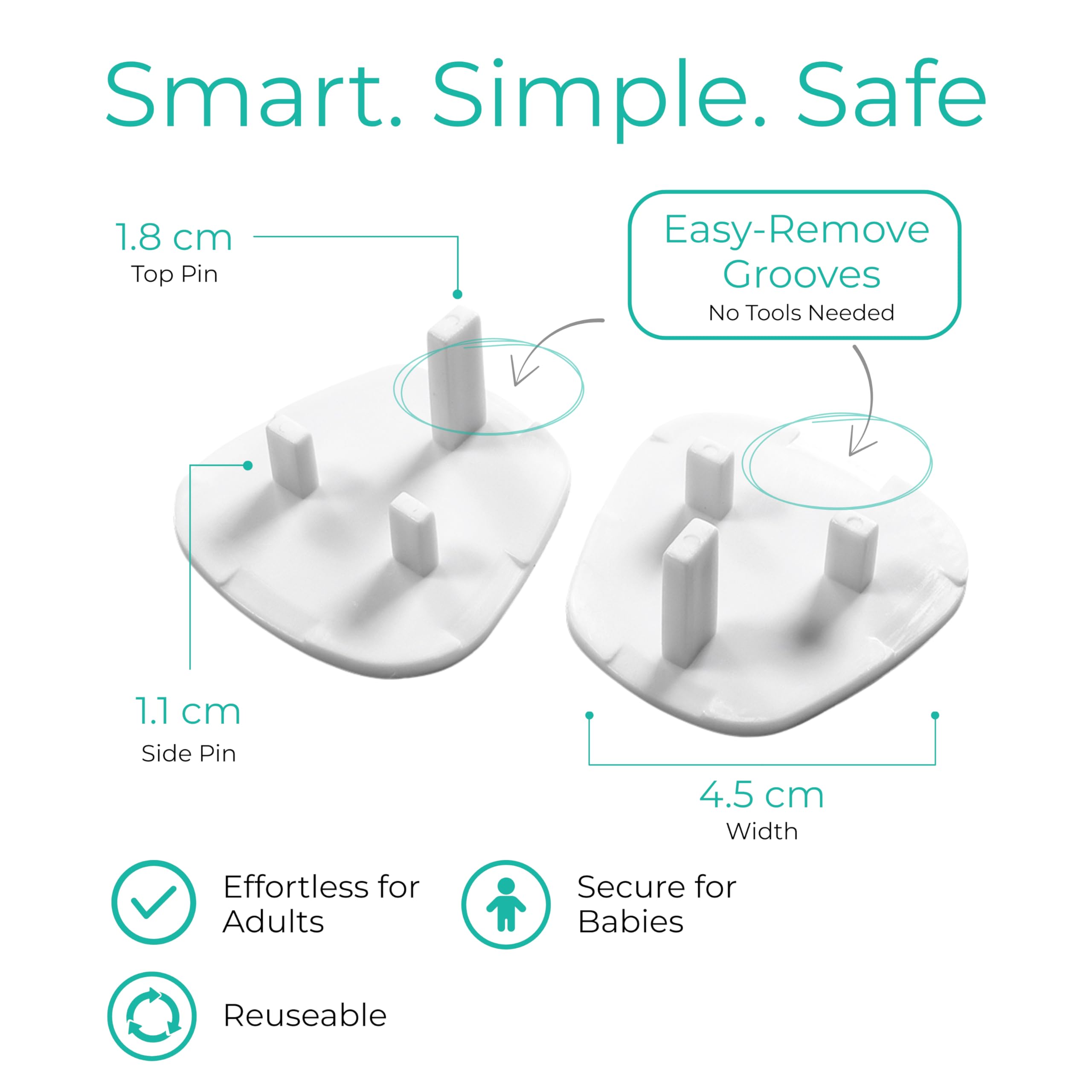 Plug Socket Covers UK – [ 10 PACK ] Baby Proofing Plug Covers For Sockets UK | Baby Proof & Reusable Socket Protectors | BPA-Free & Durable (White) - 5