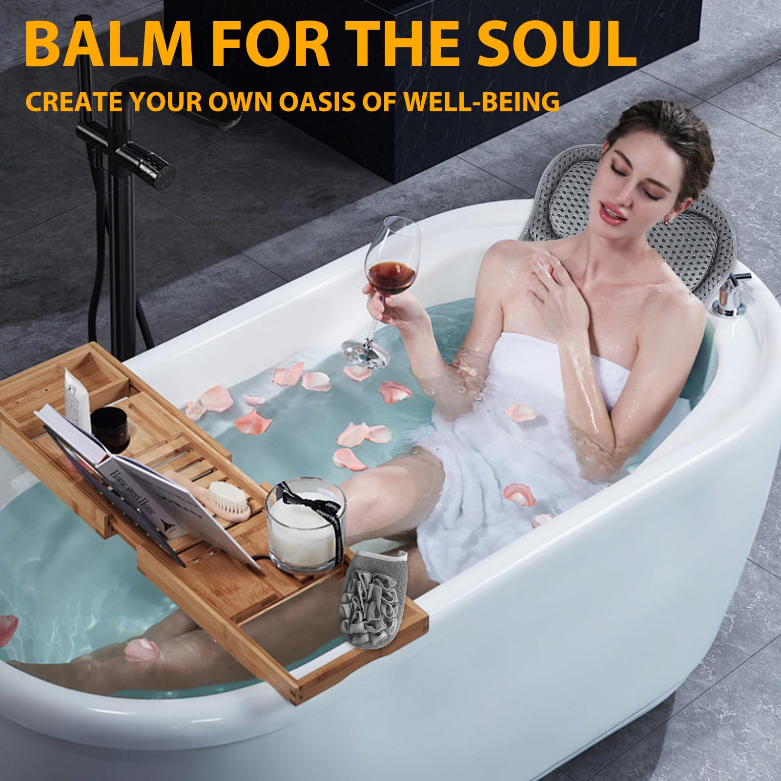Almohada Para Bañera Antideslizante - Tejido 4D Transpirable, Con Ventosas Y Reposacabezas