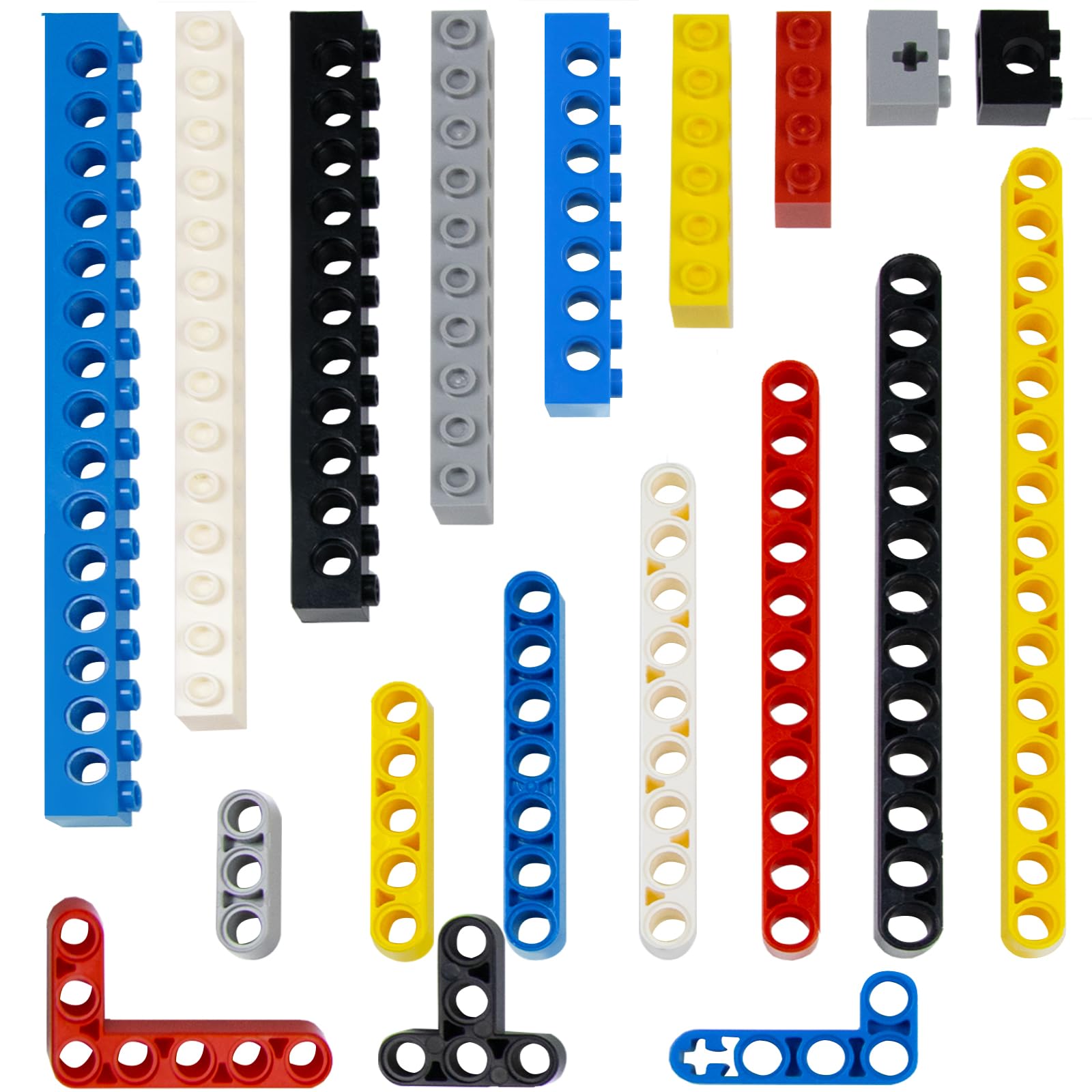 114-Piece Technical Component Set - Technical Replacement Parts with Lift Arm, Hole Beam 1-16 Nubs, T-shaped & L Carrier, Compatible with Large Brands, Toys for Boys, Adults (6 Mixed Colours)