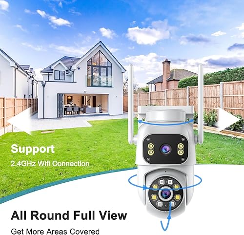 Miniatura 2 de Cámara de seguridad inalámbrica de doble lente de vigilancia para exteriores e interiores, cámara PTZ WiFi de 2.4 GHz para seguridad del hogar,