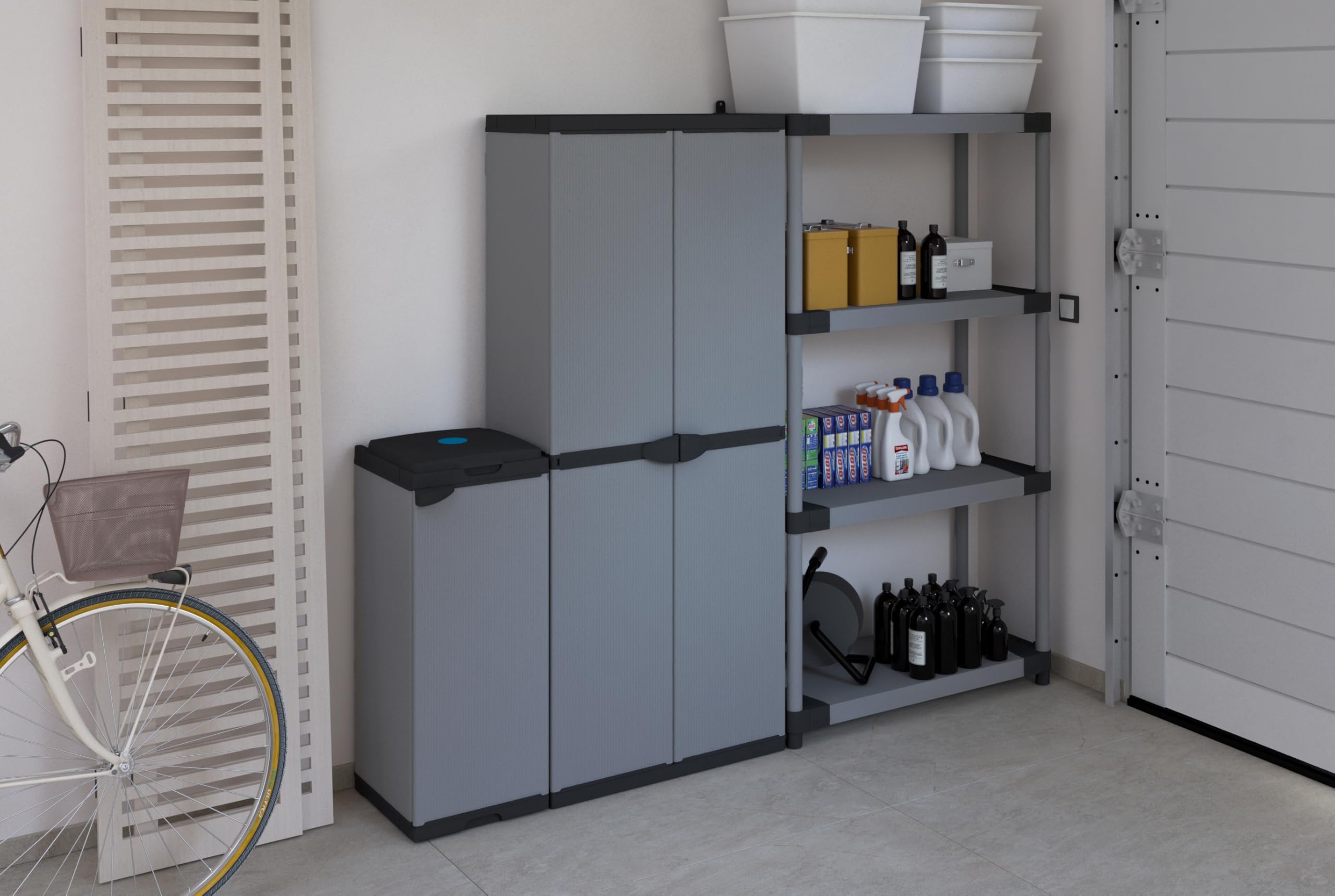 Kreher Hoher Spind Kunststoffschrank spritzwassergeschützt 3 Einlegeböden verstellbar stabil
