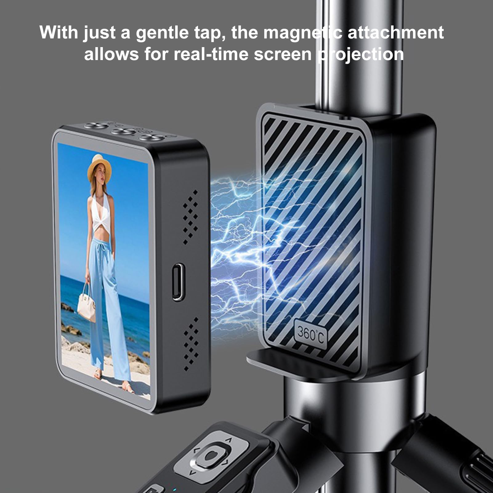 KIMISS Trípode para Selfie Stick Trípode para Teléfono con Monitor Inalámbrico Teléfono Celular con Monitor de Pantalla Soporte Extensible de 67 Pulgadas con Pantalla LED de 2,4