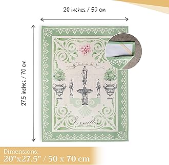 Maison d' Hermine Kitchen Towels Set of 2 100% Cotton 27.50" x 20" Reusable Cloth Tea Dish Towels Absorbent with Hanging Loop for Kitchen, Home, Dining, Cocktail Parties Spring/Summer (Jardin Du Roy)