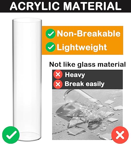 Miniatura 4 de Kamehame Jarrones altos para centros de mesa jarrón cilíndrico acrílico transparente jarrón redondo de 4 pulgadas de ancho x 16 pulgadas de alto