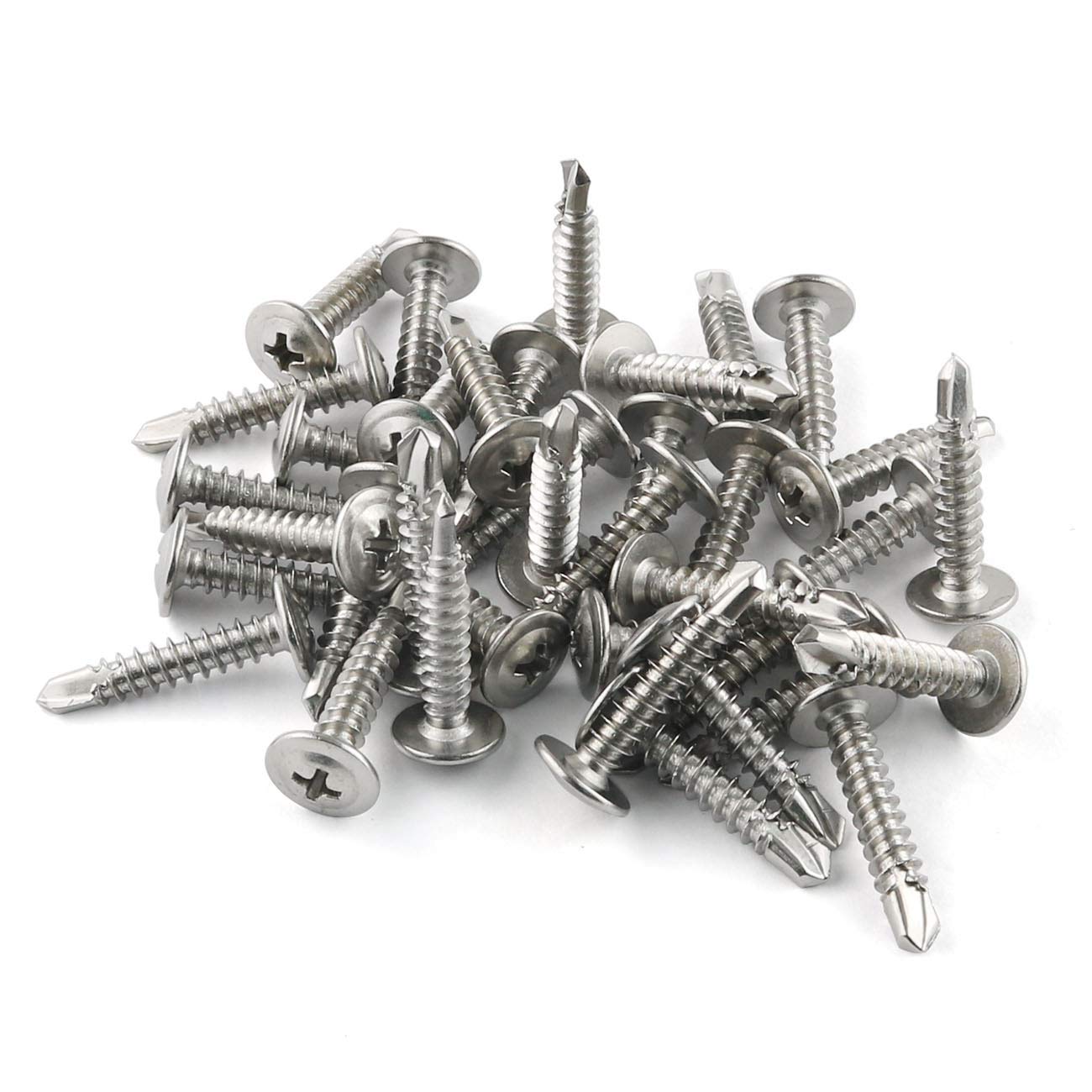 E-outstanding Self-Drilling Screw 200PCS #10 1 Inches 410 Stainless Steel Truss Head Phillips Drive Drill Point Tek Screws
