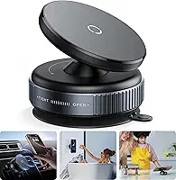 Suporte magnético de telefone para carro ultra vácuo ventosa suporte magnético para celular para o seu carro acessórios para iPhone 15 14 13 12 Android (preto)