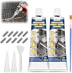 2 oz Dishwasher Rack Repair Coating, Grey Dishwasher Rack Repair Kit with Ten Rubber Sleeves, Insulation and Waterproof, High and Low Temperature Resistant