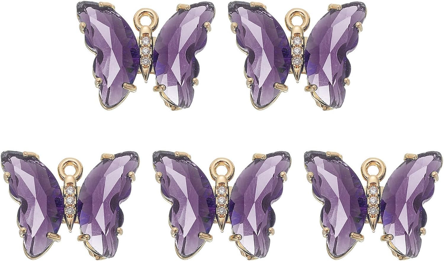 uxcell Crystal Gold Plated Butterfly Charm, Brass Zircon Charm Pendant for Jewelry Making DIY Bracelet Necklace Earring Phone Accessories Keychain Crafting