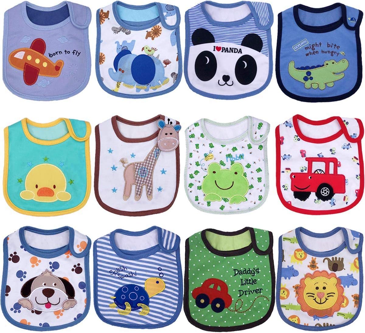 Baby Dribble Bibs Waterproof Absorbent Cotton Drool Bibs for Baby Boys Girls Unisex Bibs Toddlers Infants for Feeding and Teething 10 Pack