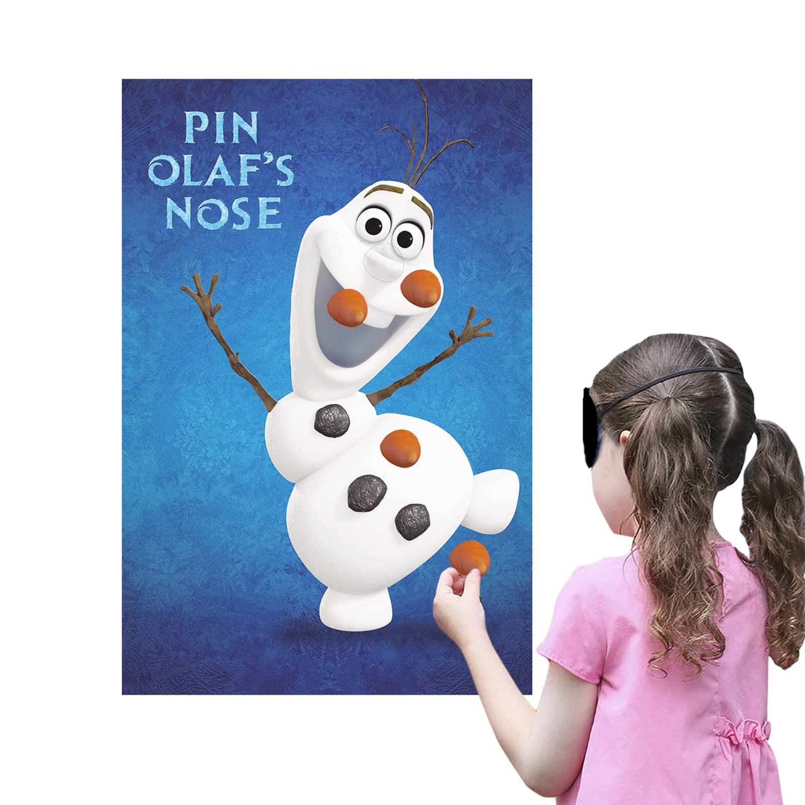 Pin The Nose Gioco On Olaf Frozen - Compleanno Bambini Con Poster E Adesivi Completti Frozen Per Bambini