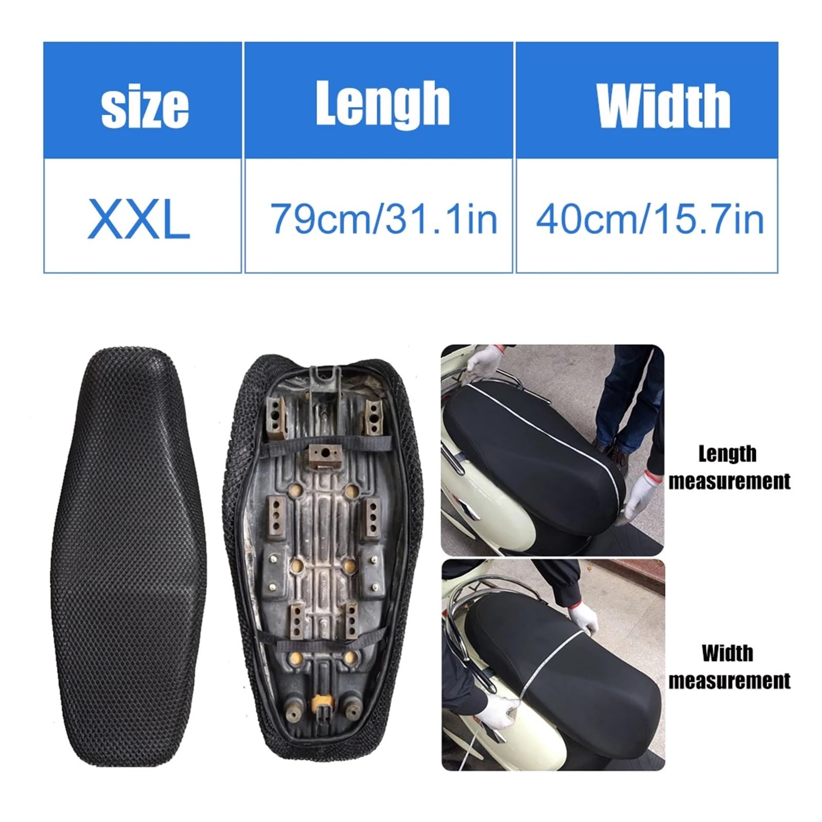 Motorrad Sitzbezug Atmungsaktives 3D-Mesh-Anti-Rutsch-Material für Sitzbezüge für Motorräder, Mopeds und Roller S–6XL(2XL)