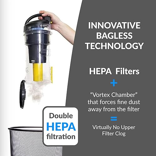 Miniatura 8 de Prolux 2.0 Aspiradora de mochila comercial ligera sin bolsa con filtración de doble escudo HEPA