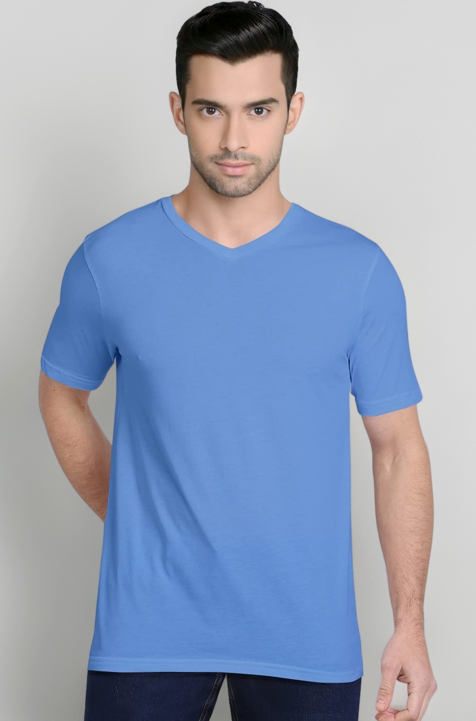Premium Plain Men V Neck Half Sleeves T Shirt. Festive,Offer,Discount,Sale,Limited Edition, Trendy, Trending Tshirts.