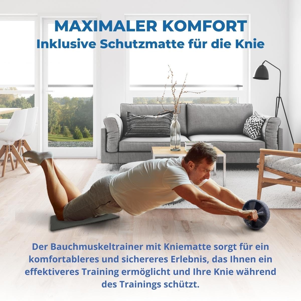 Mobiclinic, Bauchmuskelrolle, Europäische marke, Inklusive matte, Bauchmuskel-übungsset, Maximale belastung 150 kg, Heimtraining, Bauchtrainer, Bauchroller für bauchmuskeltraining