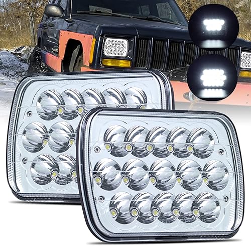 Faros delanteros LED H6054 de 5 x 7, aprobados por DOT, 7x6, haz sellado altobajo, H5054 H6052 6053, luces de cabeza rectangulares, 2 unidades, 45