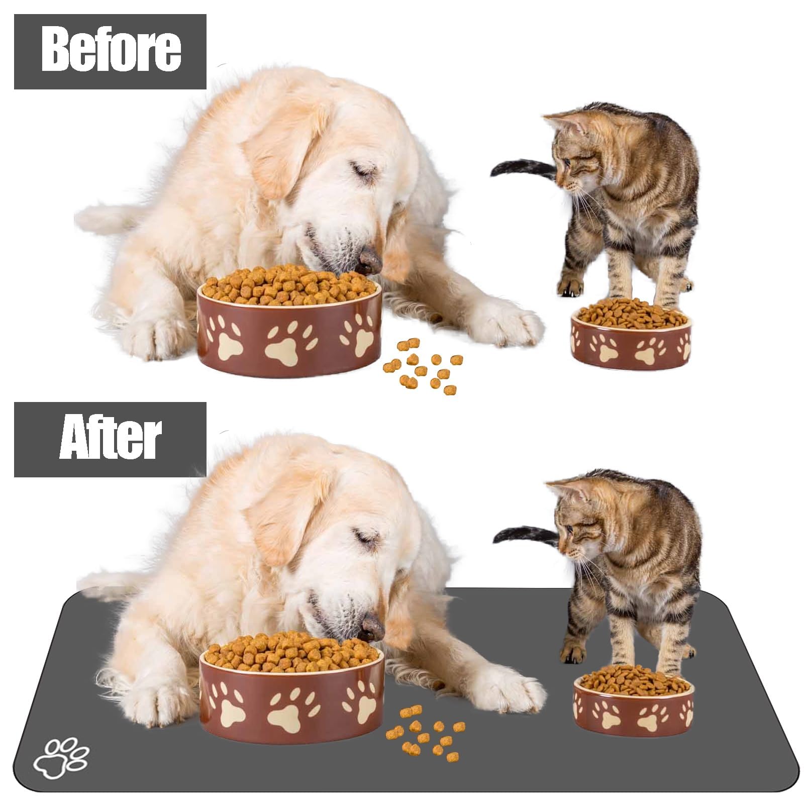 Grand tapis d'alimentation pour animal de compagnie, tapis absorbant à séchage rapide pour gamelle de nourriture et d'eau, pas de taches, facile à nettoyer, accessoires pour chiens, tapis de