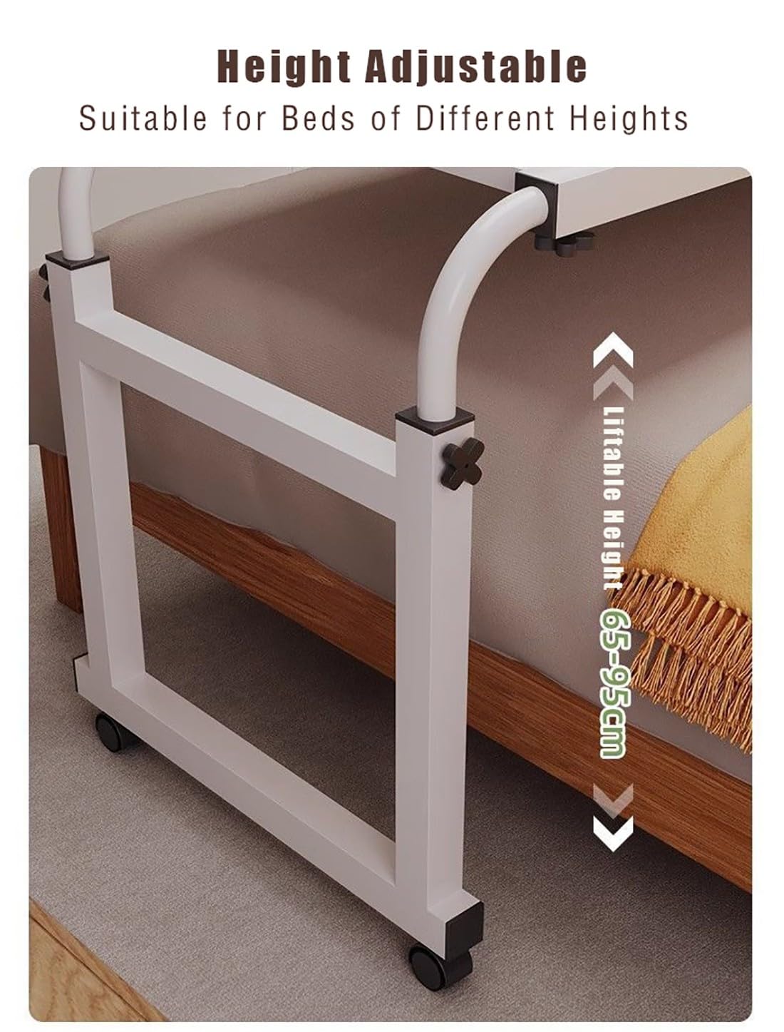 Mesa sobre La Cama con Ruedas, Altura Ajustable sobre La Cama Mesa De Escritorio King Size, Rolling Desk Over Bed, King Beds Rolling Medical Bed Desk para El Hospital Y El Hogar